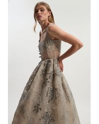 Karen Millen - Archive Embroidered Applique Organdie Woven Prom Dress - Lyst