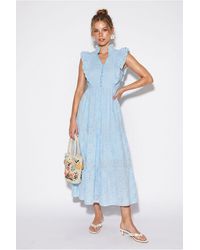Bianco Lucci - Embroidered Cotton-Blend Midi Dress - Lyst