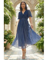 Roman - Ombre Plisse Midi Dress - Lyst