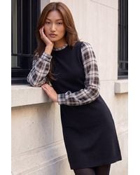 Roman - Check Print Short Dress - Lyst