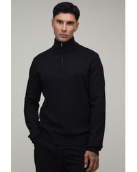 BoohooMAN - Tall Regular Fit 1/4 Zip Knitted Jumper - Lyst