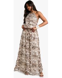 Boohoo - Print Ruffle Woven Maxi Skirt - Lyst