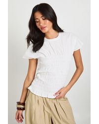 Boohoo - Cotton Poplin Shirred Top - Lyst