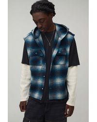 BoohooMAN - Oversized Brush Check Hooded Sleeveless Overshirt - Lyst