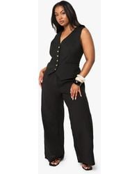 Boohoo - Plus Drawstring Elasticated Waist Wide Leg Trousers - Lyst