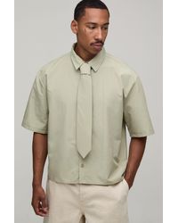 BoohooMAN - Oversized Boxy Half Sleeve Shirt And Tie - Lyst