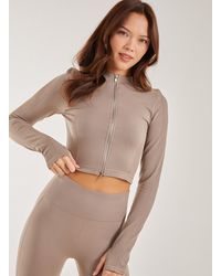 Pink Vanilla - Active Rib Double Zip Top - Lyst