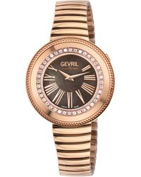 Gevril - Gandria Swiss Diamond Watch, 316L Ss/Iprg Case, Bronze Mop Dial, Rg Bracelet - Lyst
