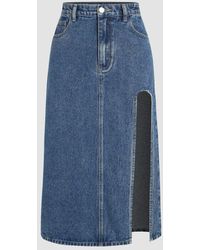 Hiccup - Denim Midi Skirt With Slit - Lyst