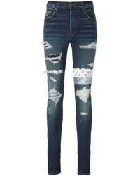 Amiri - Paisley Ma Art Patch Straight Fit Diep Klassieke Blauwe Denim Jeans - Lyst