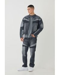 BoohooMAN - Straight Leg Moto Applique Jeans - Lyst