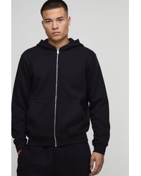 BoohooMAN - Basic Bm Signature Regular Fit Zip Through Hoodie - Lyst