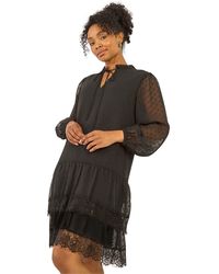 Roman - Petite Frill Tie Front Lace Dress - Lyst