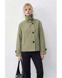Bianco Lucci - Short Mandarin Collar Trench Coat - Lyst