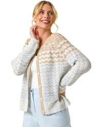Roman - Petite Chevron Stripe Knit Cardigan - Lyst