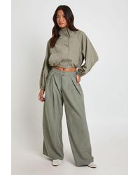 Boohoo - Pleat Front Wide Leg Trouser - Lyst