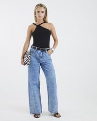 River Island - Straight Leg Jeans Petite Relaxed Cotton - Lyst