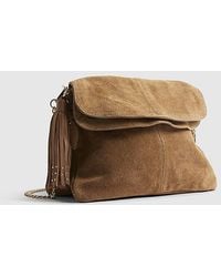 River Island - Shoulder Bag Suede Tassel Chain Popper Leather - Lyst