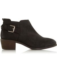 Dune - Piera Buckle Trim Stacked Heel Ankle Boots - Lyst