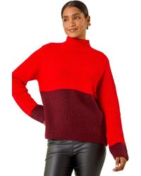 Roman - Colour Block Funnel Neck Knit Jumper - Lyst