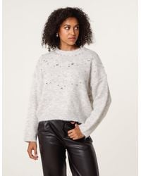 Blue Vanilla - Diamante Round Neck Jumper - Lyst