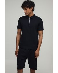 BoohooMAN - Slim Fit Waffle Polo & Short Set - Lyst