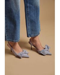 Oasis - Rose Faux Suede Bow Detail High Stillo Heeled Slingback Court Shoes - Lyst