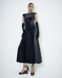 River Island - Midi Dress Sleeveless Velvet - Lyst