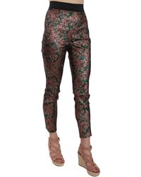 Dolce & Gabbana - Iridescent Brocade Jacquard Trousers Crop Pants - Lyst