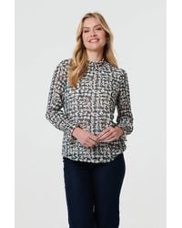 Izabel London - Printed Long Sleeve High Neck Top - Lyst