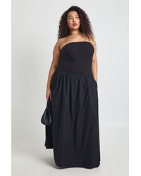 Boohoo - Plus Rib Cotton Mix Dropped Hem Maxi Dress - Lyst