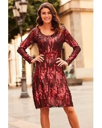 Sosandar - Ruby Scattered Sequin V Neck Dress Cotton - Lyst