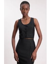 Karen Millen - Bandage Button Detail Scoop Neck Top - Lyst