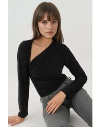 Hiccup - Asymmetrical Collar Long Sleeve Soft Touch Knitted Top - Lyst