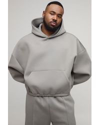 BoohooMAN - Plus Oversized Boxy Balloon Fit Bonded Scuba Hoodie - Lyst