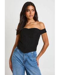 Boohoo - Bardot Ruched Corset Top - Lyst