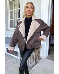AX Paris - Faux Shearling Coat - Lyst