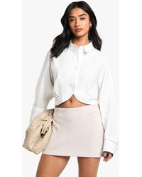 Boohoo - Petite Stripe Wool Look Mini Skirt - Lyst