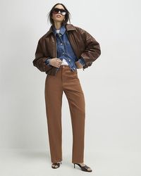 River Island - Trousers Faux Suede Barrel Leg - Lyst