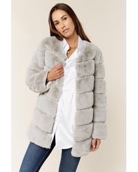 Gini London - Diagonaal Gesneden Imitatiebont Jack Met Lange Mouwen - Lyst