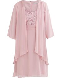 Gina Bacconi - Aribelle Short Empire Waist Jacket Dress With Tie Detail And Lace Bodice - Lyst