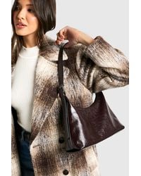 Boohoo - Western Buckle Patent Pu Shoulder Bag - Lyst