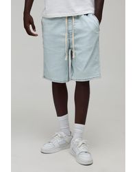 BoohooMAN - Extended Drawcord Stretch Denim Shorts - Lyst