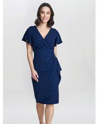 Gina Bacconi - Glenda Metallic Midi Dress With Embellishment - Lyst