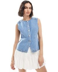 Miss Selfridge - Denim Waistcoat - Lyst