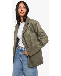 Boohoo - Boxy Oversized Faux Suede Blazer - Lyst