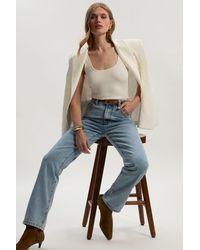 Karen Millen - Rigid Denim High Rise Straight Leg Jean - Lyst