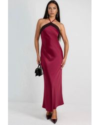 Hiccup - Maxi Dress With Halter Collar And Lace Detail - Lyst