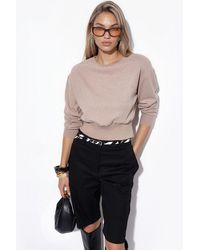 Busem - Ribbed Crop Crew Neck Sweater - Lyst