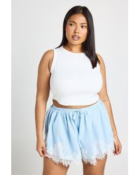 Boohoo - Plus Lace Trim Poplin Flippy Shorts - Lyst